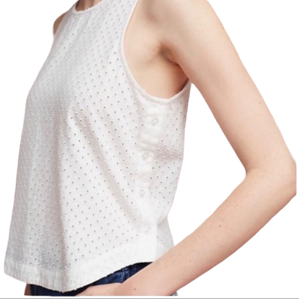 Anthropologie Clothe & Stone Eyelet Lace Tank Top White Small - Picture 1 of 14
